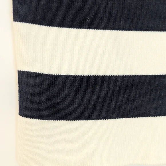 Zara Black/Navy and Cream Striped Crewneck Cropped Sweater Size Small - Picture 5 of 7